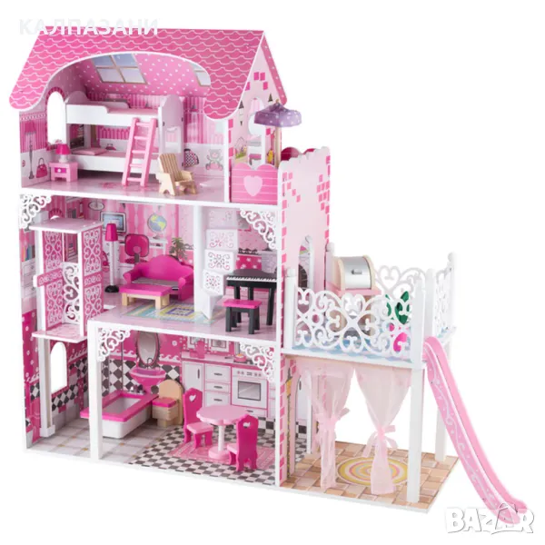 Wooden Дървена Къща за Кукли 3 Нива и Тераса Victoria 89x32.5x90см. TL49059, снимка 1