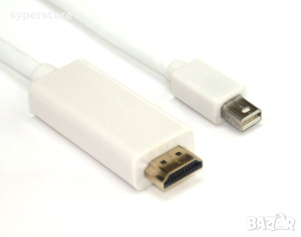 Кабел Mini Display Port - HDMI 3м Бял VCom SS001232 Cable Mini DP към HDMI 1.8m M/M, снимка 1