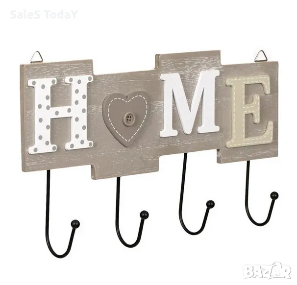 Закачалка за дрехи, за стена, сив, снимка 1