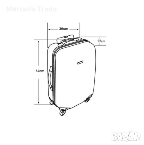 Куфар с колелца Mercado trade, 35л., Черен, снимка 7 - Куфари - 47369353