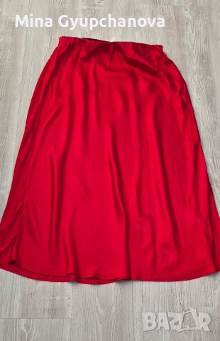 червена пола сатен 