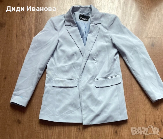 Дамско светло синьо сако