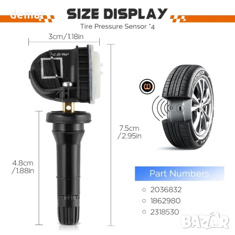 TPMS сензори за налягане в гумите, 4 броя, 1862980, 2036832, 2318530 за Ford, снимка 2 - Части - 50536543