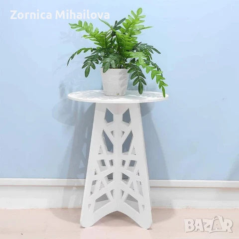 Стилна кръгла холна маса с ажурни крака – Бял елегантен акцент за всяко пространство, снимка 5 - Други - 50988915