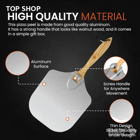 MYOTTPRO Алуминиева кора за пица, Включен скрепер и четка, снимка 3 - Съдове за готвене - 49640935