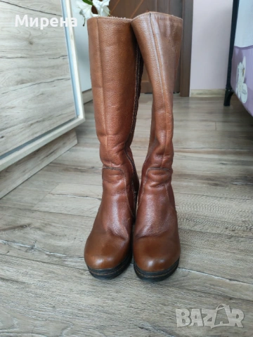 Кафяви ботуши естествена кожа, 38 номер, снимка 2 - Дамски ботуши - 53149915
