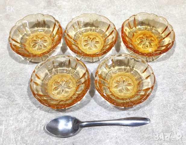 5 стари стъклени купички за сладко, снимка 3 - Прибори за хранене, готвене и сервиране - 49923023