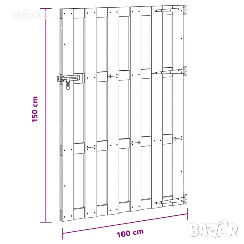 vidaXL Градинска порта, WPC, 100x150 см, сива, снимка 4 - Огради и мрежи - 56147656