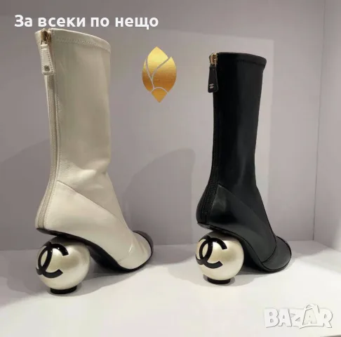 Chanel Луксозни Дамски Боти С Ток Перла И Лого - Различни Цветове Код SEM-825