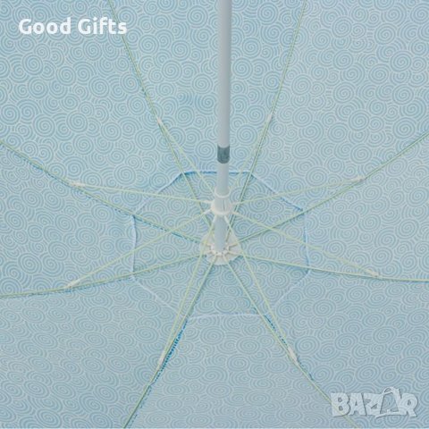 Плажен ветроустойчив чадър 2м, Син, снимка 2 - Други - 41360183