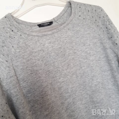3ХЛ, Сиво тънко пуловерче с камъчета, снимка 2 - Блузи с дълъг ръкав и пуловери - 34816885
