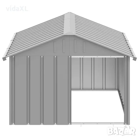 vidaXL Кучешка къща сива 116,5x153x81,5 см поцинкована стомана, снимка 5 - За кучета - 56146340