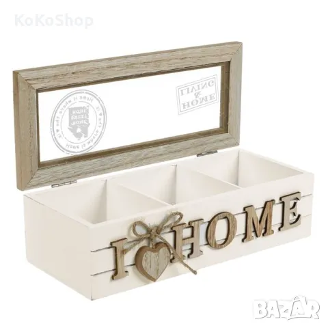 Дървена кутия със стъклен капак-24x10x7 см. Кутия за декорация Органайзер, снимка 2 - Декорация за дома - 50336329