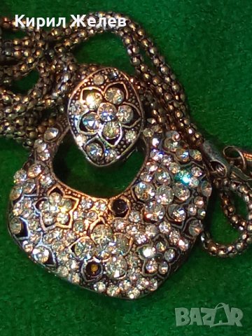 ПОСРЕБРЕН ФЛОРАЛЕН АЖУРНА АРТ ИЗРАБОТКА БЕЛ ЕПОК СТИЛ МЕДАЛЬОН с ЦИРКОНИ 3267 , снимка 4 - Колиета, медальони, синджири - 35194098