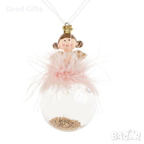 3 броя Розови керамични ангелчета за елха, 12см, снимка 2 - Декорация за дома - 42701430