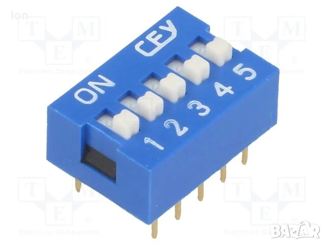 DS-05 DIP Switch, 5 броя ON-OFF ключета 12V/0.05A, снимка 1