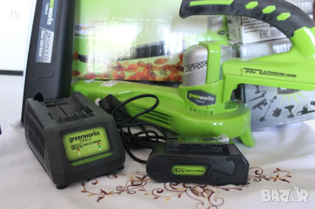 Акумулаторна духалка Greenworks 24V /възуходувка, листосъбирач/ с батерия и зарядно устройство, снимка 4 - Градинска техника - 50979753