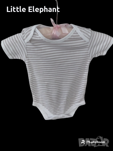 Боди с къс ръкав за 12-18 мес мом,голямо бяло и сиво райе,Англия/ново