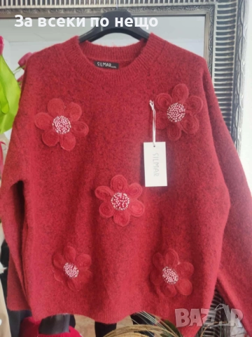 Дамски Пуловер С Дълъг Ръкав С Цветя - Налични Различни Цветове Код I_232, снимка 4 - Блузи с дълъг ръкав и пуловери - 52843928