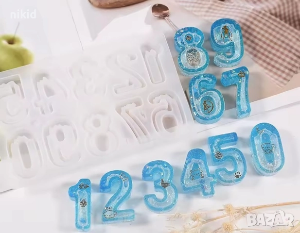 4 см дълбоки цифри числа силиконов молд форма смолашоколад гипс фондан бижу декор укрса, снимка 5 - Форми - 52999314