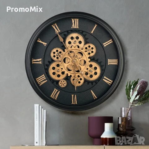 Стенен часовник KUNY-005 33см с движещ се механизъм Винтидж часовник