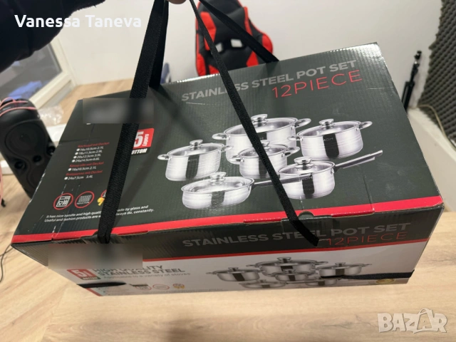 Комплект тенджери от неръждаема стомана – 12 части с капаци , снимка 8 - Съдове за готвене - 53608291