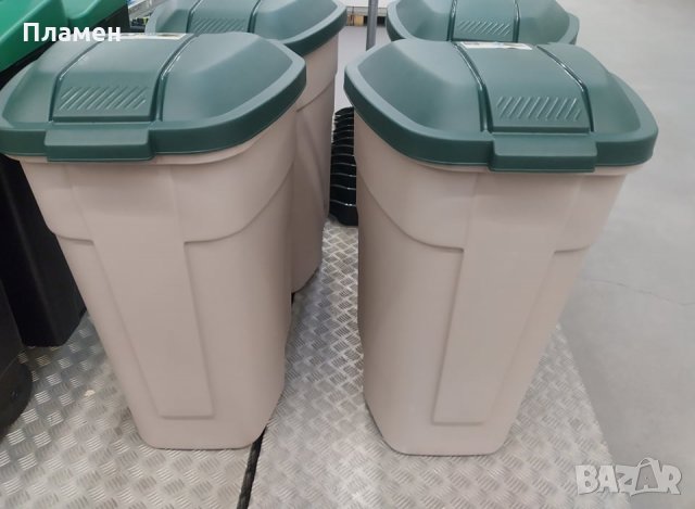 Боклукчийска кофа, контейнер за смет отпадъци с капак и колелца56 x 52 x 88, 110 литра 