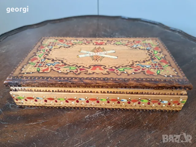 ретро дървена кутия за цигари цигаретник  19/3