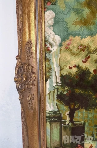 Голям стар гоблен с барокова рамка, снимка 4 - Гоблени - 51067701