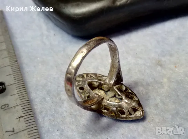СТАРИНЕН ФЛОРАЛЕН АЖУРЕН СРЕБЪРЕН ПРЪСТЕН СРЕБРО ВИСОКА ПРОБА РЪЧНА МАЙСТРОСКА ИЗРАБОТКА 49304, снимка 10 - Антикварни и старинни предмети - 49957829