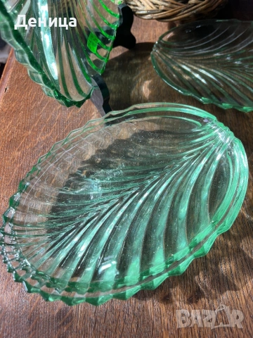 Зелено стъкло, снимка 4 - Чинии - 53601138