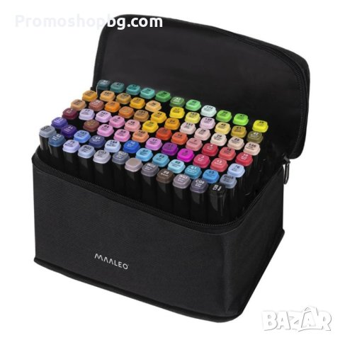 Маркери/Двустранни маркери Maaleo 80 бр + + чантичка за съхранение, снимка 2 - Ученически пособия, канцеларски материали - 39155792
