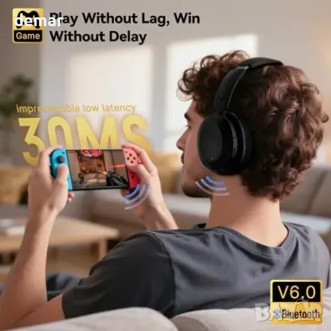 Черни безжични слушалки Hero Max Bluetooth 6.0 с активно шумопотискане, снимка 7 - Други стоки за дома - 56011817