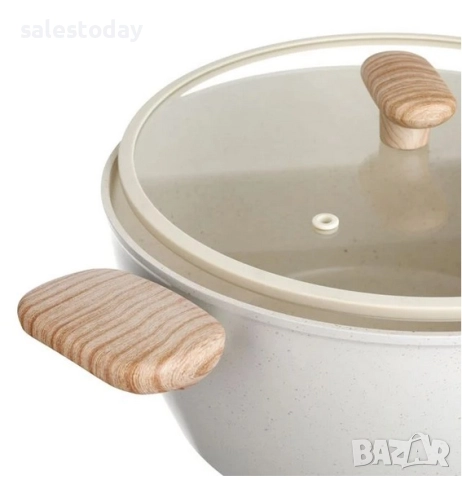 Керамична тенджера с незалепващо покритие + капак, снимка 2 - Съдове за готвене - 52748259