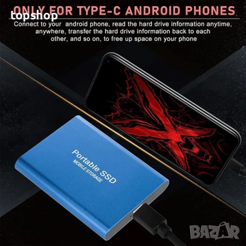 Нов, проверен 12TB преносим SSD външен твърд диск USB-C USB 3.1 външен твърд диск SSD, подходящ за.., снимка 6 - Твърди дискове - 52756303