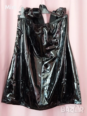 3XL Черна къса рокля от лак / винил/, снимка 6 - Рокли - 52431391