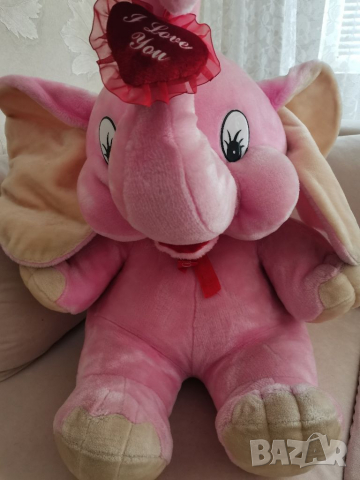 Голям плюшен розов слон, снимка 2 - Плюшени играчки - 36468368