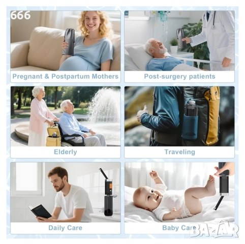 Преносимо биде, USB акумулаторно, 400 мл, 2 режима, снимка 3 - Други стоки за дома - 52878487