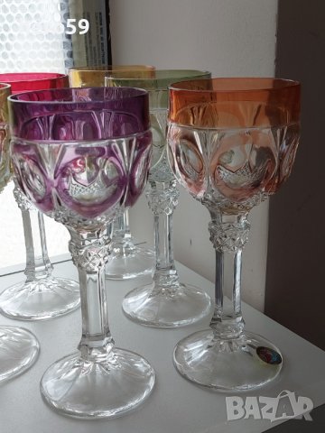 Кристални чаши-комплект от шест броя,многоцветен кристал, снимка 7 - Чаши - 41484526