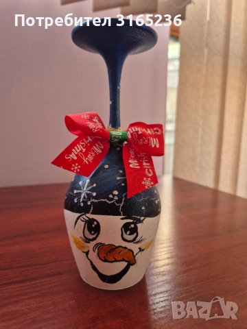 Ръчно нарисуван свещник чаша Лале и Снежко, снимка 4 - Декорация за дома - 52860222