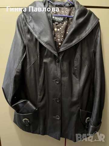 Дамско кожено яке с качулка