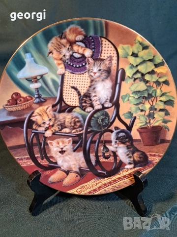декоративна порцеланова чиния за стена с котки Kahla 27/3, снимка 2 - Декорация за дома - 51638083