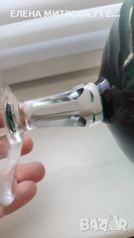 Впечатляваща бонбониера/чаша/ваза от цветен кристал в изумруденозелено, снимка 10 - Чаши - 53635535