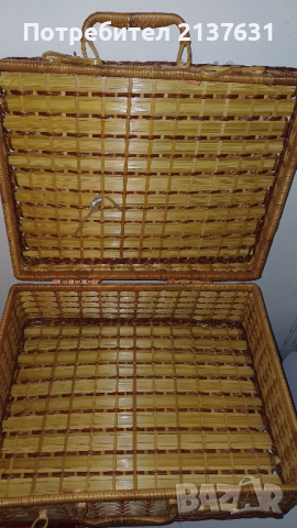 НОВ ! РЪЧНО ПЛЕТЕН  КУФАР  от дърво, снимка 2 - Декорация за дома - 44812719