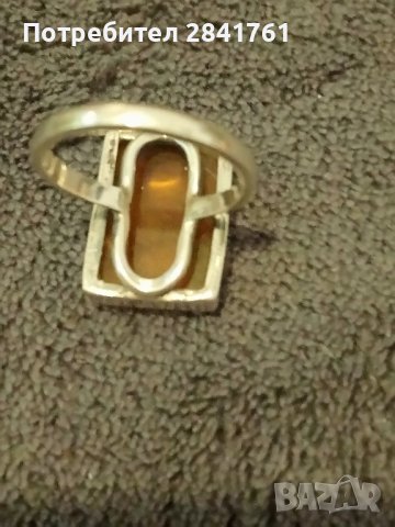 Сребърен пръстен с кехлибар, снимка 7 - Пръстени - 44238108