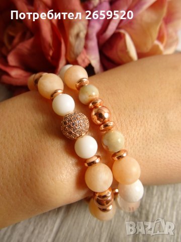 Дамски комплект гривни от естествени камъни, снимка 3 - Гривни - 39567322