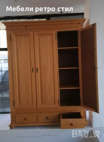 Нов гардероб от иглолистно дърво. Пълен масив. Размери; ширина - 140 см височина - 190см. Цена 990лв, снимка 5 - Гардероби - 49360187