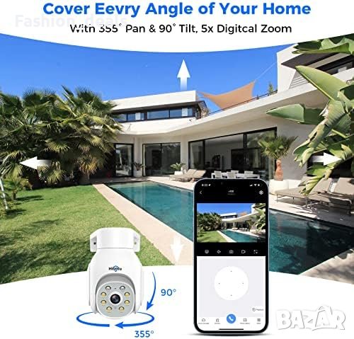 Нова 360° WiFi камера за сигурност на открито/Цветно нощно виждане, снимка 4 - HD камери - 41571807
