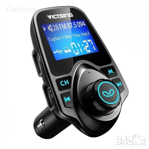 VicTsing Bluetooth FM Transmitter, 2 x USB, 1.44" дисплей, Car Kit