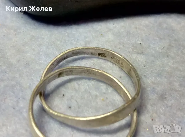 ДВА ПРЪСТЕНА в ЕДНО РЯДЪК ВИНТИДЖ АРТ МОДЕЛ ДВОЕН СРЕБЪРЕН ПРЪСТЕН Тип ХАЛКА СРЕБРО 925 ПРОБА 49869, снимка 3 - Пръстени - 49605739